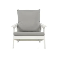 Outdoor Loveseat, Sofa Chair With Cushion, HIPS Frames, Stainless Steel Hardware, Comfortable Armrests Garden Sofa Furniture For Porch, Balcony White
