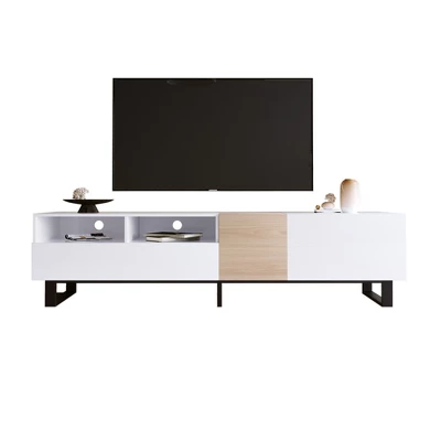 Modern TV Stand Entertainment Center With Cabinets Drawers Open Shelves 2 U-shaped Legs Easy Assembly TV Cabinet 2 Modern TV Stand Entertainment Center With Cabinets Drawers Open Shelves 2 U-shaped Legs Easy Assembly TV Cabinet - Image 2
