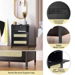 Nightstand With Charging Station, Modern End Table With USB Ports And Outlets -Garvee Sales GUEST 281c3d19 13ee 4b83 863d 74aa47992db4