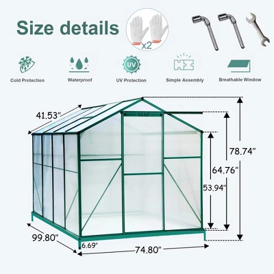 Gardening Greenhouse, Grow Plant Herbs Flowers Hot House, With Aluminum Frame, Walk In Heavy Duty Greenhouse For Outdoor 4 Gardening Greenhouse, Grow Plant Herbs Flowers Hot House, With Aluminum Frame, Walk In Heavy Duty Greenhouse For Outdoor - Image 4
