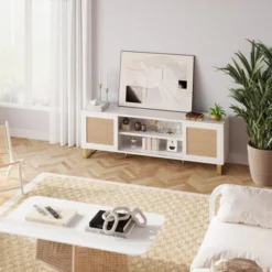 Garvee 65 Inch Rattan TV Stand, Entertainment Center With Doors And Shelves, Modern TV Console Table, Low TV Console Media Cabinet For Living Bedroom 13 Garvee 65 Inch Rattan TV Stand, Entertainment Center With Doors And Shelves, Modern TV Console Table, Low TV Console Media Cabinet For Living Bedroom -Garvee Sales GUEST 28bfd95b cb4f 4a89 916f 46e281c4f7f7