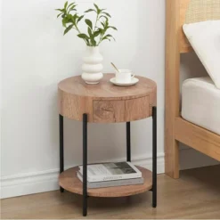 Garvee Round End Table Wood Side Table With Drawer For Living Room, Bedroom And Small Spaces, Brown 9 Garvee Round End Table Wood Side Table With Drawer For Living Room, Bedroom And Small Spaces, Brown -Garvee Sales GUEST 28d6f275 d7d2 4da9 81e6 9cf49868f5cd