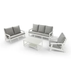 Outdoor Loveseat, Sofa Chair With Cushion, HIPS Frames, Stainless Steel Hardware, Comfortable Armrests Garden Sofa Furniture For Porch, Balcony White 7 Outdoor Loveseat, Sofa Chair With Cushion, HIPS Frames, Stainless Steel Hardware, Comfortable Armrests Garden Sofa Furniture For Porch, Balcony White -Garvee Sales GUEST 28f49547 53d9 420b b4de 22995827901f