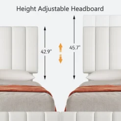 Bed Frame With 4 Storage Drawers, Adjustable Height Headboard, Linen Upholstered Platform BedFrame, Wooden Slats 9 Bed Frame With 4 Storage Drawers, Adjustable Height Headboard, Linen Upholstered Platform BedFrame, Wooden Slats -Garvee Sales GUEST 29ed0805 f040 4067 afb9 44e57bc97419