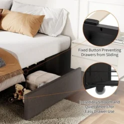 Full Size Platform Bed Frame With Storage - Grey Fabric Upholstered, 3 Drawers, Noise-Free Wood Slats Support, No Box Spring Needed, Easy Assembly 14 Full Size Platform Bed Frame With Storage - Grey Fabric Upholstered, 3 Drawers, Noise-Free Wood Slats Support, No Box Spring Needed, Easy Assembly -Garvee Sales GUEST 2a11f43c 39d6 40b5 81f4 aa3f7c0d2dfc 2