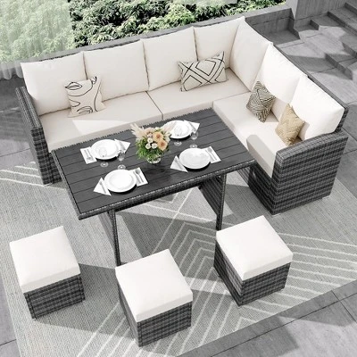 7 Piece Outdoor Sectional Sofa With Dining Table 5 7 Piece Outdoor Sectional Sofa With Dining Table - Image 5