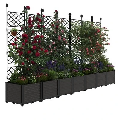 Plastic Plant Box With Plastic Trellis, With Trellis Planter For Climbing Plant Outdoor Planter Box Privacy Screen, For Backyard Patio 9 Plastic Plant Box With Plastic Trellis, With Trellis Planter For Climbing Plant Outdoor Planter Box Privacy Screen, For Backyard Patio - Image 9