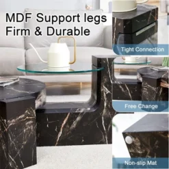 Modern Coffee Tables Set Of 2, Coffee Table With Detachable Nightstand, Accent Center Table With Glass Top Side Table For Bedroom Office 18 Modern Coffee Tables Set Of 2, Coffee Table With Detachable Nightstand, Accent Center Table With Glass Top Side Table For Bedroom Office -Garvee Sales GUEST 2aafe4a6 785d 4875 971e cfbedbefe54a