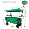 Garvee Collapsible Wagon, Folding Garden Outdoor Park Utility Wagon, Picnic Camping Cart With Wheels For Outdoor Garden, Green