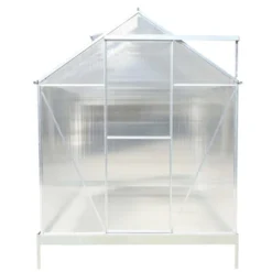 Polycarbonate Greenhouse, Aluminum Walk-in Greenhouses With Raised Base, Plant Greenhouse With Rain Gutter For Outdoor Garden Backyard