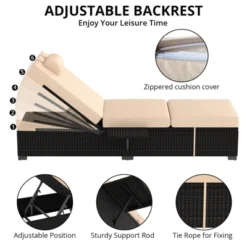 Garvee Patio Lounge Chairs, 2-Piece PE Wicker Patio Lounge Set, Adjustable Rattan Chaise Chairs W/Storage Table, Outdoor Pool Furniture -Garvee Sales GUEST 2bdad620 8af7 4337 b4d7 4c0ca943f9cc