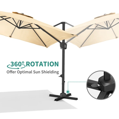 10ft Large Cantilever Patio Umbrella - 360° Rotating, Aluminum Outdoor Shade For Garden, Deck, Pool 3 10ft Large Cantilever Patio Umbrella - 360° Rotating, Aluminum Outdoor Shade For Garden, Deck, Pool - Image 3