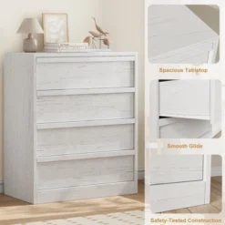 Garvee 4 Drawer Dresser For Bedroom, White Nightstand 4 Chest Of Drawers With Large Storage, Small Bedside Table For Living Room, Nursery, Entryway -Garvee Sales GUEST 2c4998eb 9a6b 4bf3 8e54 68a7c762182a