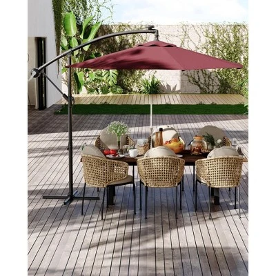 10 FT Hanging Cantilever Umbrella With 360 Degree Rotation, 8 Ribs Offset,Cross Base Support, With Easy Tilt Adjustment, For Backyard, Garden 8 10 FT Hanging Cantilever Umbrella With 360 Degree Rotation, 8 Ribs Offset,Cross Base Support, With Easy Tilt Adjustment, For Backyard, Garden - Image 8