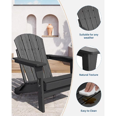 Folding Adirondack Chairs Set Of 6 - HDPE Poly Lumber, 380lb Capacity & Weather-Resistant For Patio, Pool 3 Folding Adirondack Chairs Set Of 6 - HDPE Poly Lumber, 380lb Capacity & Weather-Resistant For Patio, Pool - Image 3