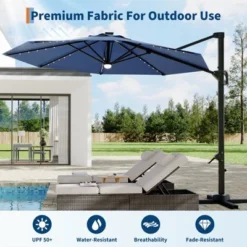10FT Cantilever Umbrella W/ Solar Lights, 360° Rotation & Tilt, Easy Crank, UV Protection For Pool, Deck, Backyard 19 10FT Cantilever Umbrella W/ Solar Lights, 360° Rotation & Tilt, Easy Crank, UV Protection For Pool, Deck, Backyard -Garvee Sales GUEST 2cb12279 cc1a 4d12 b503 8c56a1cf9dcd