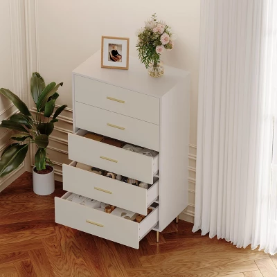 Garvee 5 Drawer Dresser For Bedroom, Modern Tall Dresser Organizer With Storage Drawers, Wooden Chests Of Drawers For Bedroom, Entryway, Hallway,White 1 Garvee 5 Drawer Dresser For Bedroom, Modern Tall Dresser Organizer With Storage Drawers, Wooden Chests Of Drawers For Bedroom, Entryway, Hallway,White