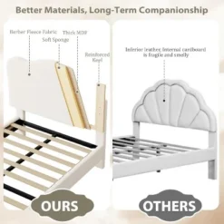 Twin Bed Frame, Twin Size Bed Frame With Cute Upholstered Headboard, Velvet Sturdy Platform Bedframe For Girls And Boys -Garvee Sales GUEST 2cd6c6ee 2a1b 4bd4 b66d a54627699148