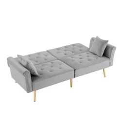 69.6" Convertible Futon Sofa Bed With 2 Pillow, Upholstered Loveseat Sleeper Sofa With Adjustable Backrest, 2 Seat Couch For Office Guest Room Bedroom -Garvee Sales GUEST 2cf51316 9e48 491d be60 e4cba4efd4e5