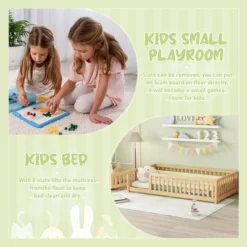 Twin Size Toddler Floor Bed Frame With Safety Guardrails, Doors, Wood Slat Support Bed, Detachable Platform Bed For Kids Girls Boys Natural 11 Twin Size Toddler Floor Bed Frame With Safety Guardrails, Doors, Wood Slat Support Bed, Detachable Platform Bed For Kids Girls Boys Natural -Garvee Sales GUEST 2d3c0013 f0b8 409c bef9 158f01f147fd