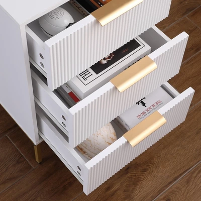 Night Stand,Tall Bedside Table With 3Storage Drawers,White Nightstand,Bedside Furniture 3 Night Stand,Tall Bedside Table With 3Storage Drawers,White Nightstand,Bedside Furniture - Image 3