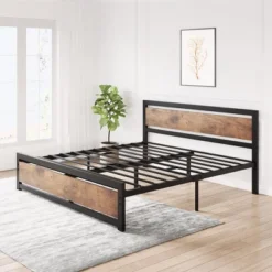 Whizmax Queen Size Bed Frame Platform, Industrial Queen Bedframe With Wooden Headboard No Box Spring Needed, Easy Assemble Noise Free Rustic Brown 13 Whizmax Queen Size Bed Frame Platform, Industrial Queen Bedframe With Wooden Headboard No Box Spring Needed, Easy Assemble Noise Free Rustic Brown -Garvee Sales GUEST 2d610f74 b3b5 4d4d a8c3 22461898c559