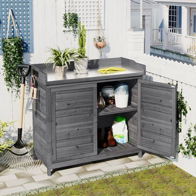 39 Inch Garden Storage Cabinet Outdoor Garden Horticultural Wooden Storage Cabinet Garden Potting Bench Table 6 39 Inch Garden Storage Cabinet Outdoor Garden Horticultural Wooden Storage Cabinet Garden Potting Bench Table - Image 6