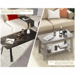 Coffee Table, 2-Tier Living Room Table Rectangular Center Table With Storage Shelf, Farmhouse Wood Coffee Table For Small Spaces, Easy Assembly, Gray -Garvee Sales GUEST 2d9d2a7a 5581 4894 8ed8 9981c098c2ca