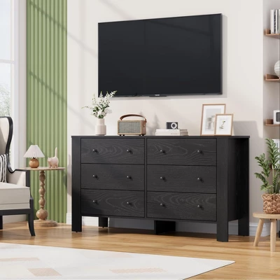 6 Drawer Dresser For Bedroom, Modern Double Dresser Organizer With Storage Drawers, Wooden Chests Of Drawers For Bedroom, Entryway, Hallway 2 6 Drawer Dresser For Bedroom, Modern Double Dresser Organizer With Storage Drawers, Wooden Chests Of Drawers For Bedroom, Entryway, Hallway - Image 2