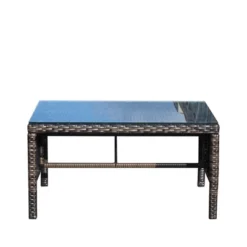 Outdoor Wicker Coffee Table, Rattan Side Table With Tempered Glass Top, Patio Furniture Garden Coffee Table For Balcony Garden Backyard Poolside -Garvee Sales GUEST 2e04f9f2 8b63 40b2 aed8 f5ebbf1aea55