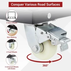 Folding Table Cart, 1500 LBS Heavy Duty Drywall Cart Steel Panel Truck With Wheels, Chair Cart Desk Trolley Utility Tool Cart