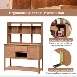 Garden Potting Bench With Hutch, 50.2" Fir Wood Gardening Workstation With Adjustable Shelves, Outdoor Planting Table For Backyard Balcony -Garvee Sales GUEST 2e4caaf3 72c1 4755 9ce0 d5e27be77e2a