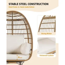 Oversize 360Swivel Egg Chair Patio Rattan Egg Basket Lounge Chair, Steel Frame Stand And 4 Cushions For Patio, Porch,Living Room 10 Oversize 360Swivel Egg Chair Patio Rattan Egg Basket Lounge Chair, Steel Frame Stand And 4 Cushions For Patio, Porch,Living Room -Garvee Sales GUEST 2e615264 3ef7 4b67 8b65 323277308135