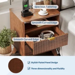 Modern Bedroom Nightstand With 2 Drawers, Wooden Sofa Side Table With Storage, Accent Bedside Table For Small Space, Narrow End Table -Garvee Sales GUEST 2e9db341 e9e8 4aca a95e 429f2da6dc60