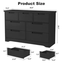 7 Drawer Dresser For Bedroom, Black 7 Chest Of Drawers With Embedded Handles, Wooden Dresser Organizer Tv Stand For Living Room Nursery Hallway 11 7 Drawer Dresser For Bedroom, Black 7 Chest Of Drawers With Embedded Handles, Wooden Dresser Organizer Tv Stand For Living Room Nursery Hallway -Garvee Sales GUEST 2eaf1952 33bc 4d46 af0b a0522b195b5e