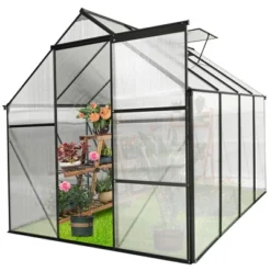 6x8 FT Polycarbonate Greenhouse, Aluminum Walk-in Greenhouses With Sliding Door & Raised Base, Plant Greenhouse For Outdoor Garden Backyard 11 6x8 FT Polycarbonate Greenhouse, Aluminum Walk-in Greenhouses With Sliding Door & Raised Base, Plant Greenhouse For Outdoor Garden Backyard -Garvee Sales GUEST 2f907dd7 7ef5 47b8 a58b ff737227f32e