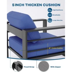 4 Pieces Aluminum Patio Furniture Set, Outdoor Sectional Conversation Set Sectional Sofa With 4" Armrest & 5" Thick Cushions & Coffee Table 9 4 Pieces Aluminum Patio Furniture Set, Outdoor Sectional Conversation Set Sectional Sofa With 4" Armrest & 5" Thick Cushions & Coffee Table -Garvee Sales GUEST 2fbf9c67 875f 4152 98d5 cc9713cbf7a0