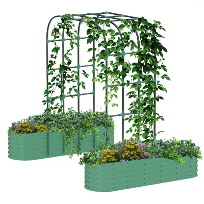 1 Set(2PCS Raised Garden Bed With Arch Trellis),Durable Steel Construction, For Climbing Plants And Outdoor Gardening 7 1 Set(2PCS Raised Garden Bed With Arch Trellis),Durable Steel Construction, For Climbing Plants And Outdoor Gardening - Image 7