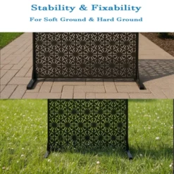 Outdoor Metal Privacy Screen 72"x47" Freestanding Decorative Fence Panels With Stand,Steel Divider & Climbing Plant Trellis For Patio Garden Balcony 12 Outdoor Metal Privacy Screen 72"x47" Freestanding Decorative Fence Panels With Stand,Steel Divider & Climbing Plant Trellis For Patio Garden Balcony -Garvee Sales GUEST 2ff25824 ab74 4fe8 8b39 01eedd35dbed