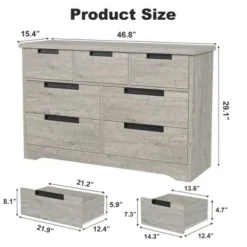 7 Drawer Dresser For Bedroom, Modern Double Dresser Organizer With Embedded Handles Design, Wooden Chest Of Drawers For Living Room, Nursery, Hallway 12 7 Drawer Dresser For Bedroom, Modern Double Dresser Organizer With Embedded Handles Design, Wooden Chest Of Drawers For Living Room, Nursery, Hallway -Garvee Sales GUEST 2ffc18f2 3527 4657 829e b10f76e81316