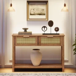 Rattan Console Table With 2 Drawers, Wooden Entryway Table With Rattan Sliding Door 13 Rattan Console Table With 2 Drawers, Wooden Entryway Table With Rattan Sliding Door -Garvee Sales GUEST 300f37df e763 4927 8faa e235dc3ced08