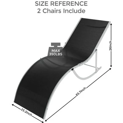 Patio Lounge Chairs Set Of 2 - S-Shaped Ergonomic Design, Textilene Fabric, Aluminum Chaise Lounge For Pool, Beach, Garden 1 Patio Lounge Chairs Set Of 2 - S-Shaped Ergonomic Design, Textilene Fabric, Aluminum Chaise Lounge For Pool, Beach, Garden