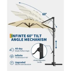 10FT Sepia Cantilever Umbrella With Base Round Top Patio Umbrella Sun Shade Windproof Offset Umbrella With 360-Degree Rotation 16 10FT Sepia Cantilever Umbrella With Base Round Top Patio Umbrella Sun Shade Windproof Offset Umbrella With 360-Degree Rotation -Garvee Sales GUEST 308c269c 2af2 4a4e a331 5a7384e3a256