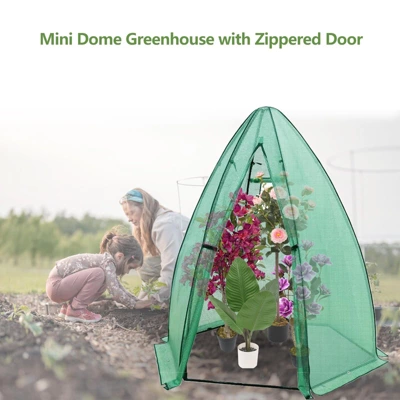 Portable Hexagonal Greenhouse For Outdoor Plants, Heavy Duty PE Cover, Zippered Door & Mesh Window, Plant Protection From Animals & Weather 2 Portable Hexagonal Greenhouse For Outdoor Plants, Heavy Duty PE Cover, Zippered Door & Mesh Window, Plant Protection From Animals & Weather - Image 2