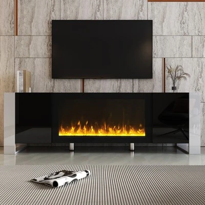 68" Fireplace TV Stand For TVs UP To 78", Electric Fireplace Media Entertainment Center, Modern TV Console Table With Storage For Living Room 9 68" Fireplace TV Stand For TVs UP To 78", Electric Fireplace Media Entertainment Center, Modern TV Console Table With Storage For Living Room - Image 9