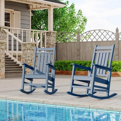 Outdoor HDPE Rocking Chairs – Oversized All-Weather Patio Rockers – Heavy Duty 350lb Capacity, Anti-Rollover Design (Blue) 8 Outdoor HDPE Rocking Chairs – Oversized All-Weather Patio Rockers – Heavy Duty 350lb Capacity, Anti-Rollover Design (Blue) - Image 8