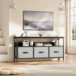 Garvee 55" TV Stand Entertainment Center With 3 Fabric Drawers, Rustic Dresser For Living Room, Bedroom 15 Garvee 55" TV Stand Entertainment Center With 3 Fabric Drawers, Rustic Dresser For Living Room, Bedroom -Garvee Sales GUEST 321b24cc 1174 4a36 8168 d842c4742b46