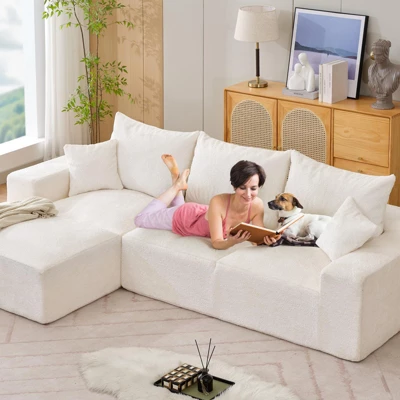 110'' Modular Sectional Sofa, L-Shaped Sofa With Deep Seats, Modern Convertible Chenille Couch With Ottomans,for Living Room, Bedroom 3 110'' Modular Sectional Sofa, L-Shaped Sofa With Deep Seats, Modern Convertible Chenille Couch With Ottomans,for Living Room, Bedroom - Image 3