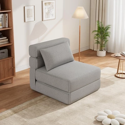 Folding Sofa Bed, Single Sleeper Chair With Memory Foam, Linen Fabric Convertible Couch, Foldable Floor Sofa For Living Room, Bedroom 8 Folding Sofa Bed, Single Sleeper Chair With Memory Foam, Linen Fabric Convertible Couch, Foldable Floor Sofa For Living Room, Bedroom - Image 8