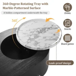 47.2'' Lift Top Coffee Table, Center Table With Hidden Storage Compartment,Cocktail Table With 360 Degree Rotating Tray For Living Room Office -Garvee Sales GUEST 32ecd2e1 cc74 49fc 8091 414734e0fad0